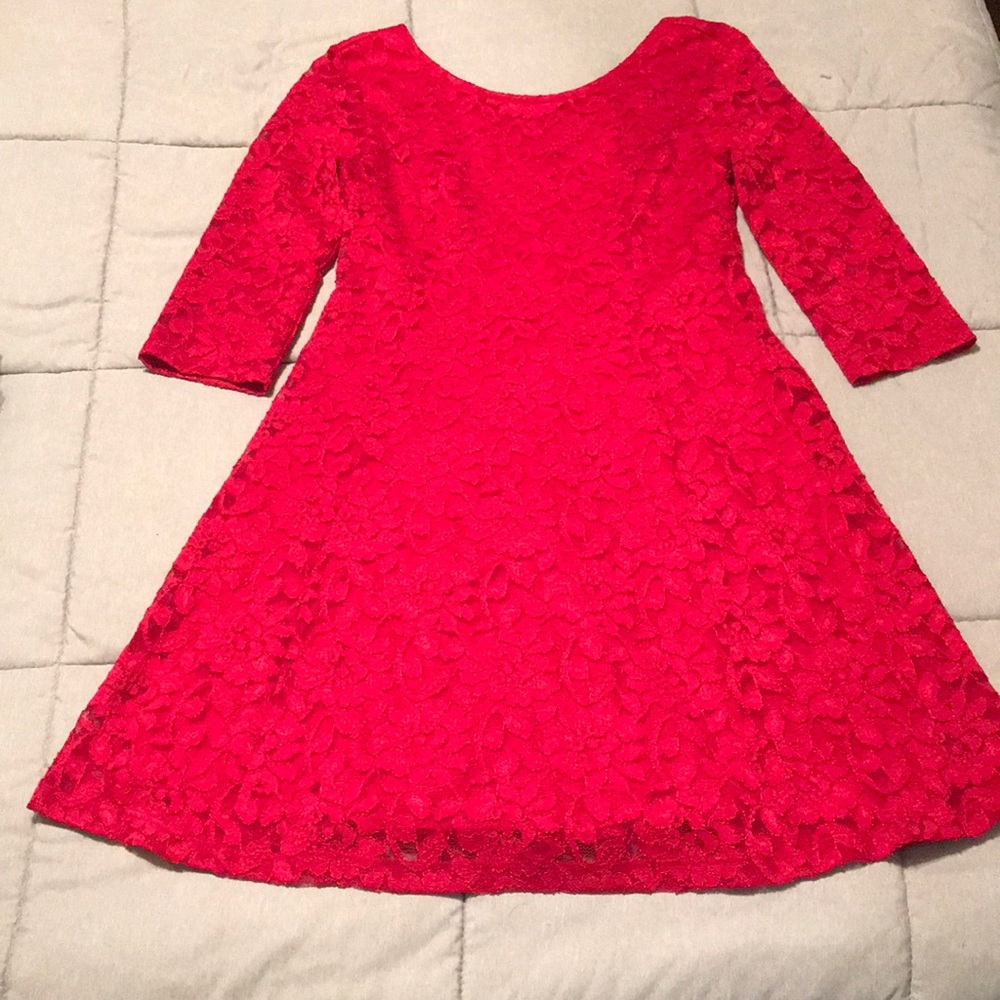 Red lace sweetheart cocktail dress small EUC ❤️